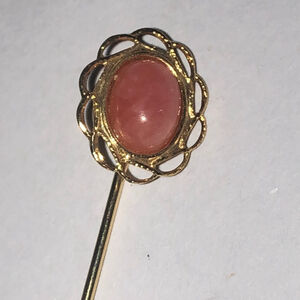 Elegant Vintage Gold Tone and Pink Stick Brooch